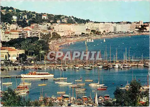 Moderne Karte La Cote d'Azur Cannes Vue generale sur le Port le Casino Municipal et la Croisette