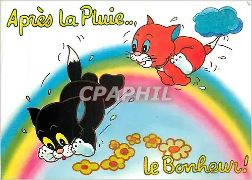 Cartes postales moderne Apres la Pluie Le Bonheur Chats Chatons