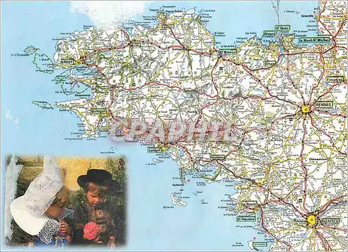 Moderne Karte La Bretagne bordee par la Manche et l'Ocean Atlantique