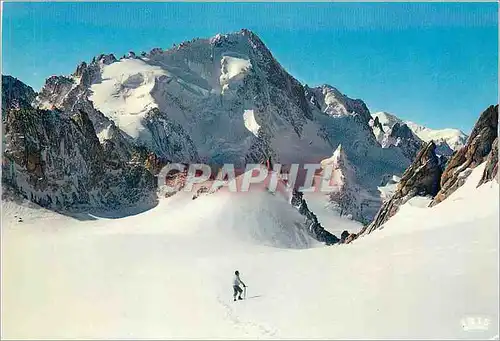 Moderne Karte Depuis le Col du Tour Le Chardonnet la Verte et le Mont Blanc