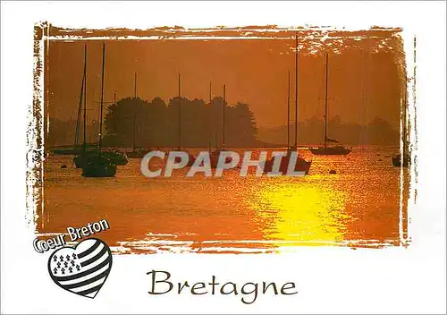 Moderne Karte Coeur Breton Bretagne Bateaux de peche