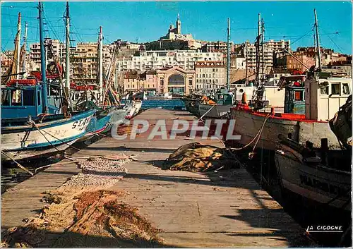 Moderne Karte Marseille Le Vieux port Bateaux