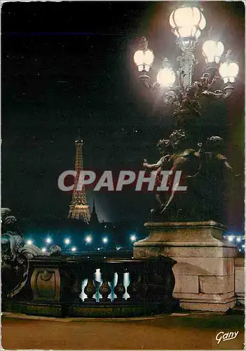 Moderne Karte Paris La Nuit la Tour Eiffel vue du Pont Alexandre III
