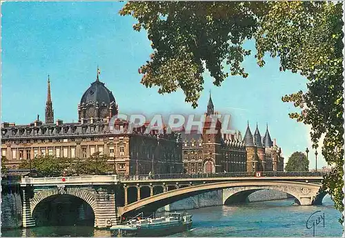 Moderne Karte Paris et ses Merveilles La Seine le pont Notre Dame et le palais de Justice