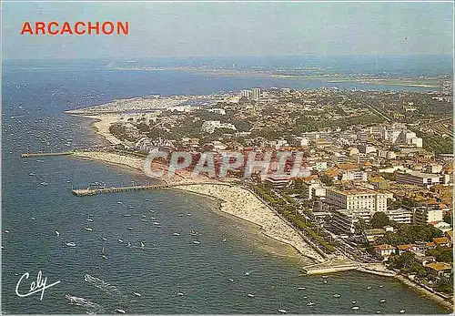 Moderne Karte Arcachon Vue generale sur les Plages et les Jetees