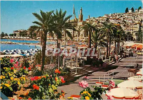 Cartes postales moderne La Cote d'Azur Menton La Perle de France La Plage et la vieille ville