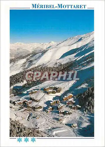 Moderne Karte Meribel Mottaret alt 1700 m (Savoie France) les 3 vallees le plus grand domaine Skiable du Monde