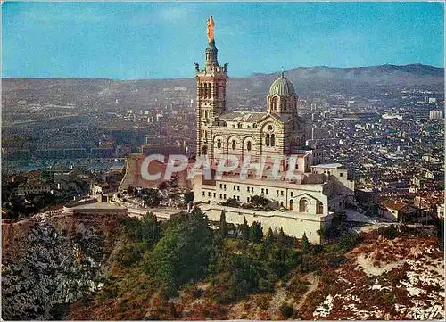 Moderne Karte Marseille vue aerienne de la Basilique N D de la Garde le vieux Port et vue panoramique de la vi