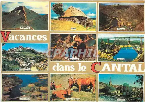 Moderne Karte Vacances dans le Cantal Puy Mary Burron Alleuze Saint Flour Lou Poutou Garabit