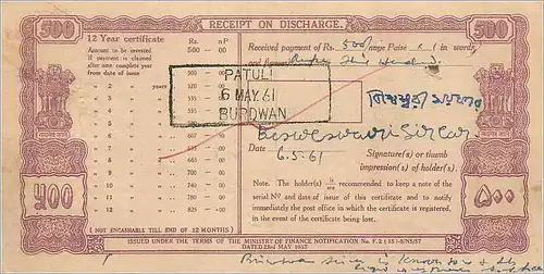 Inde India  National Savings Certificate Chamba State