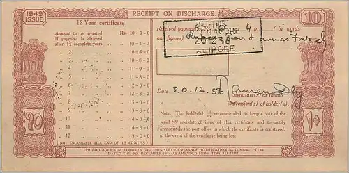 Inde India  National Savings Certificate Chamba State