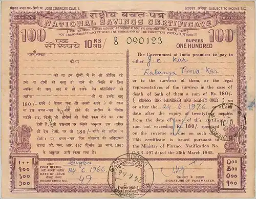 Inde India  National Savings Certificate