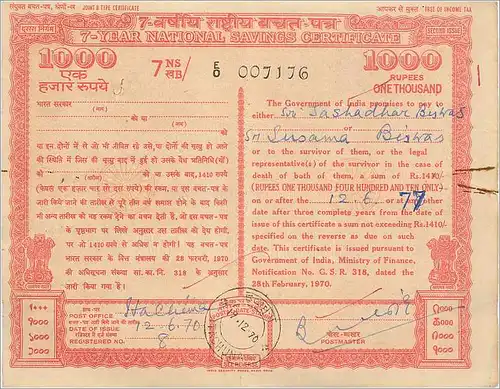 Inde India  National Savings Certificate