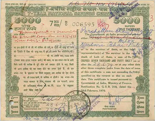 Inde India  National Savings Certificate