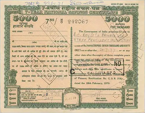 Inde India  National Savings Certificate