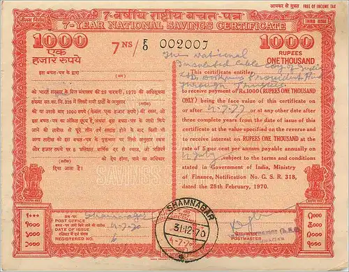 Inde India  National Savings Certificate