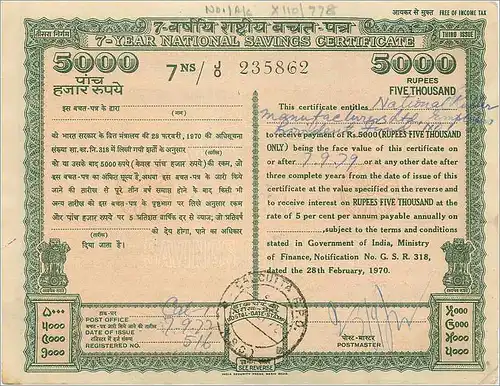 Inde India  National Savings Certificate