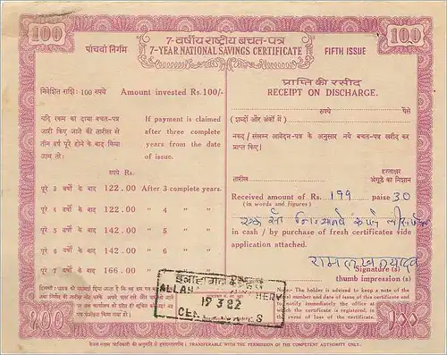 Inde India  National Savings Certificate