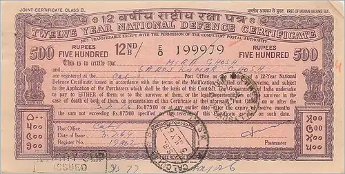 Inde India Postal order