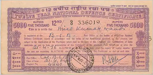Inde India Postal order