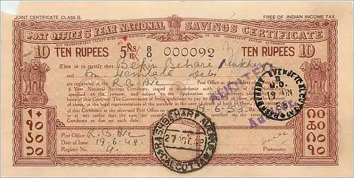 Inde India Postal order