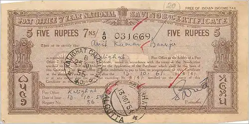 Inde India Postal order