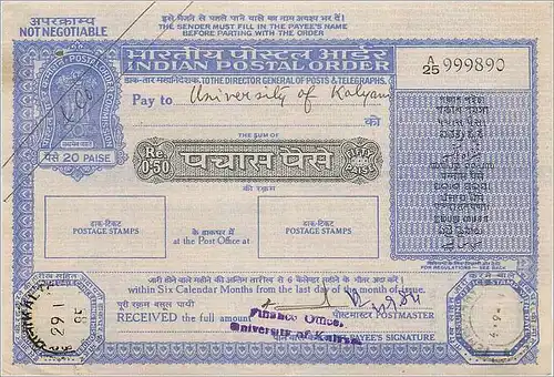 Inde India Money order Lion