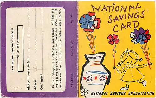 Inde India National Savings Card Enfant Fleurs