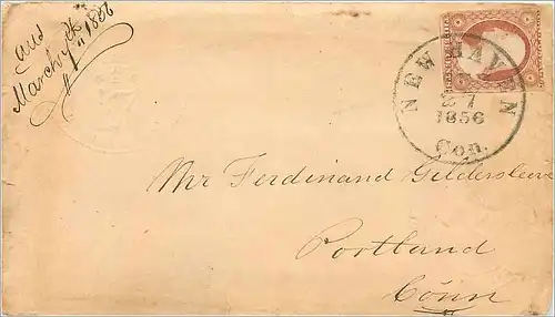 Lettre Cover Etats-Unis 1856 New Haven