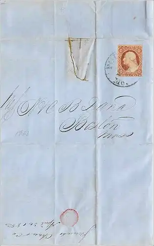 Lettre Cover Etats-Unis 3c to Boston