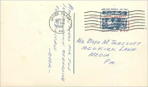 Lettre Cover Etats-Unis Stationary 4c Upper Darby 1966 Social Security