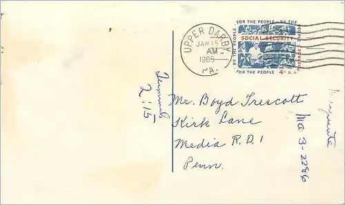 Lettre Cover Etats-Unis Stationary 4c Upper Darby 1965 Social Security