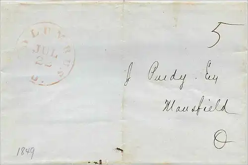 Lettre Cover Etats-Unis Wisconsn 1854