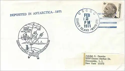 Lettre Cover Etats-Unis Antartica 1971 USCGC Staten Island