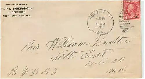 Lettre Cover Etats-Unis 2c Northfast 1915