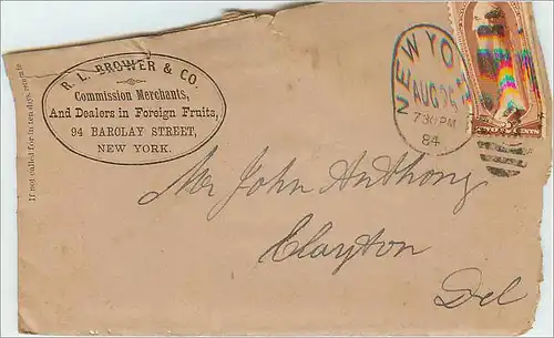 Lettre Cover Etats-Unis 2c New York 1884 Fruits