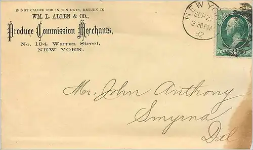 Lettre Cover Etats-Unis 3c New York Allen