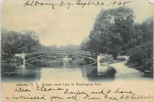 Cartes postales Albany NY Bridge ower lake in Washingotn park