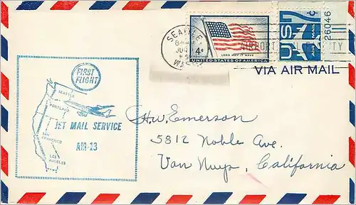 Lettre Cover Etats-Unis  Jet mail Service Seattle 1960