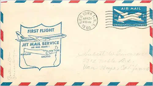 Lettre Cover Etats-Unis  Jet mail Service New York 1960