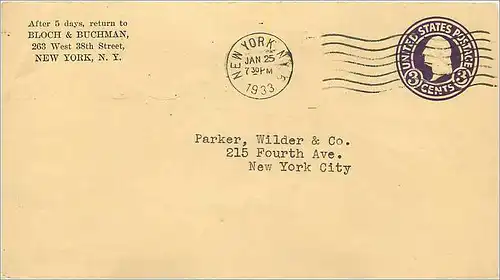 Lettre Cover Etats-Unis  Stationary 3c New York