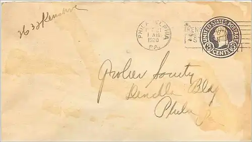 Lettre Cover Etats-Unis Stationary 3c Philadelphia