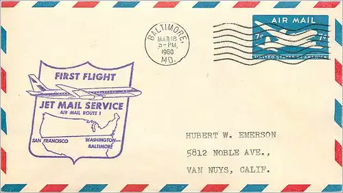 Lettre Cover Etats-Unis Baltimore 1960 Jet Mail service