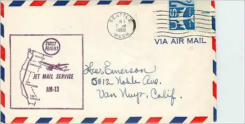 Lettre Cover Etats-Unis Jet Mail AM 13 Seattle 1960