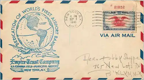 Lettre Cover Etats-Unis Flight New York 1941