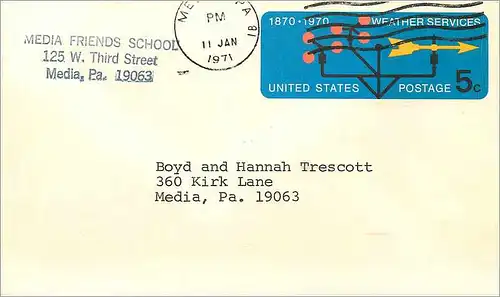 Lettre Cover Etats-Unis Stationary 5c 1971 Media