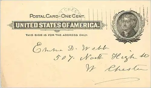 Lettre Cover Etats-Unis Stationary 1901 to West Chesler