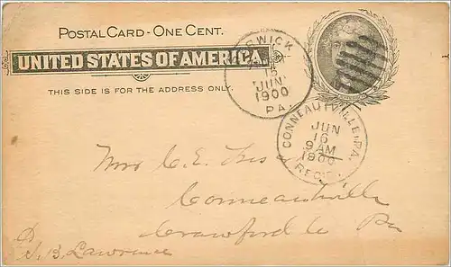 Lettre Cover Etats-Unis Stationary 1900 to Crawford