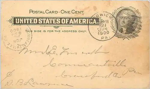 Lettre Cover Etats-Unis Stationary 1900 to Crawford