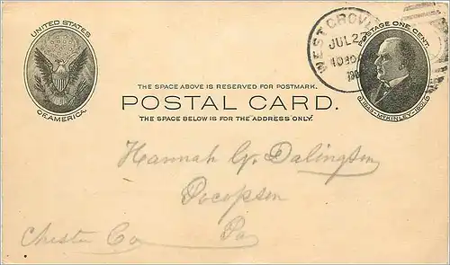 Lettre Cover Etats-Unis Mc Kinley West Cro 1904